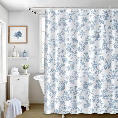 Sage blue floral cotton fabric - floral,